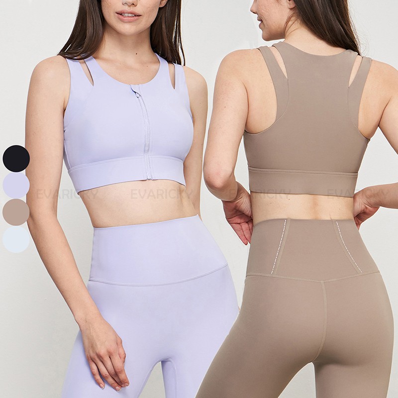 Front Zip Fixed Pads Sports BH