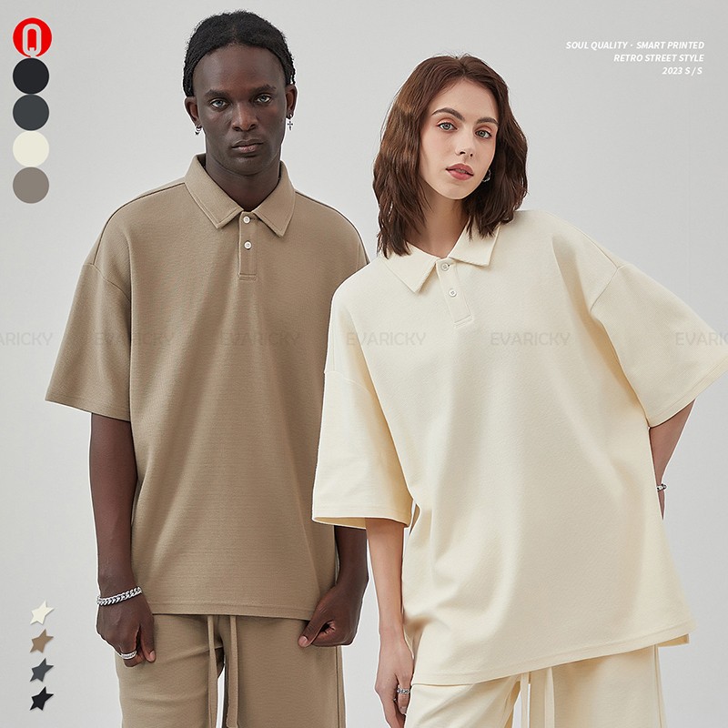 Lapel Unisex T-shirt i enfärgad färg