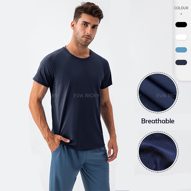 Vit T-shirt med rund hals i mesh