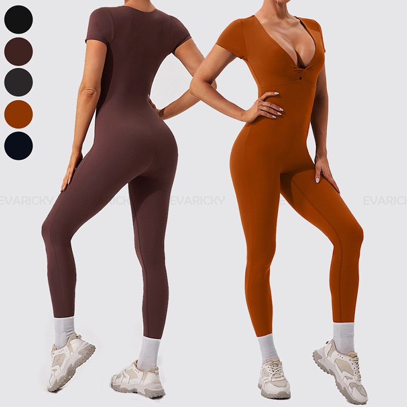 Kortärmade Yoga Jumpsuits