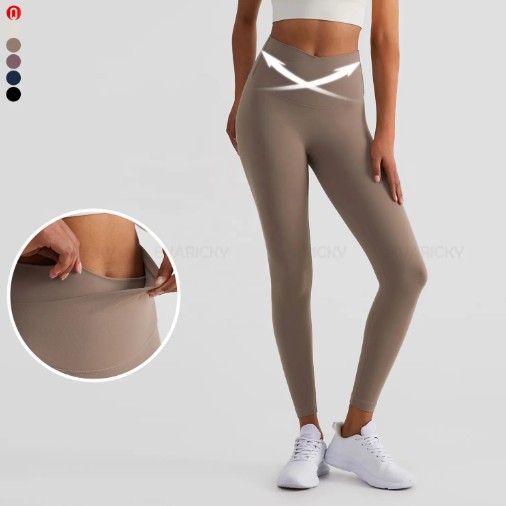 V Cut Crossover Midja Leggings